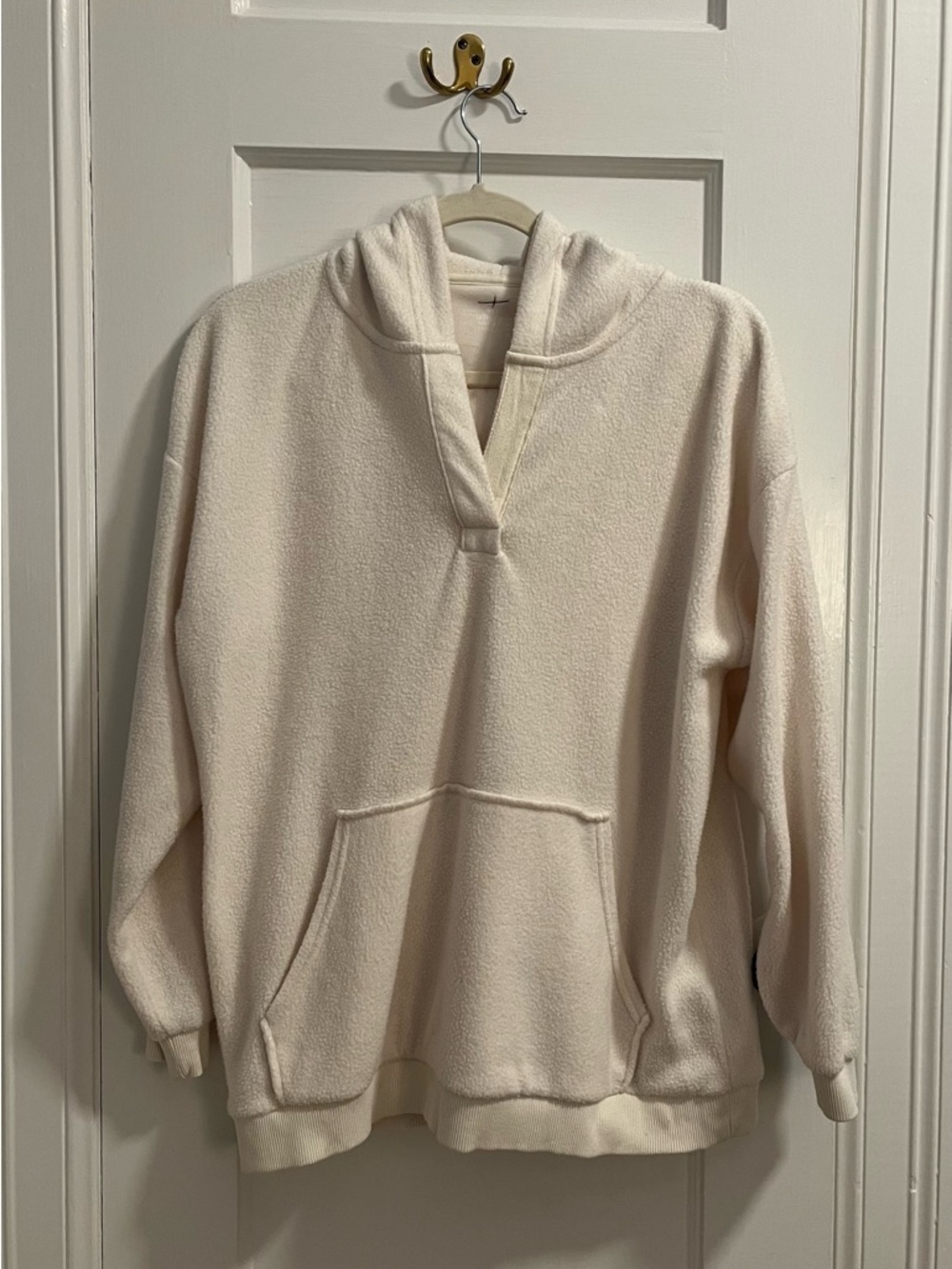 aerie Cream Plush Hooded Pullover